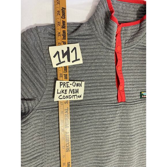 LL Bean Hoodie Men’s Size XL Regular Grey Ribbed Fleece Full Zip Jacket - Picture 3 of 9